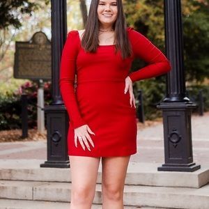 RED LONG SLEEVE MINI DRESS